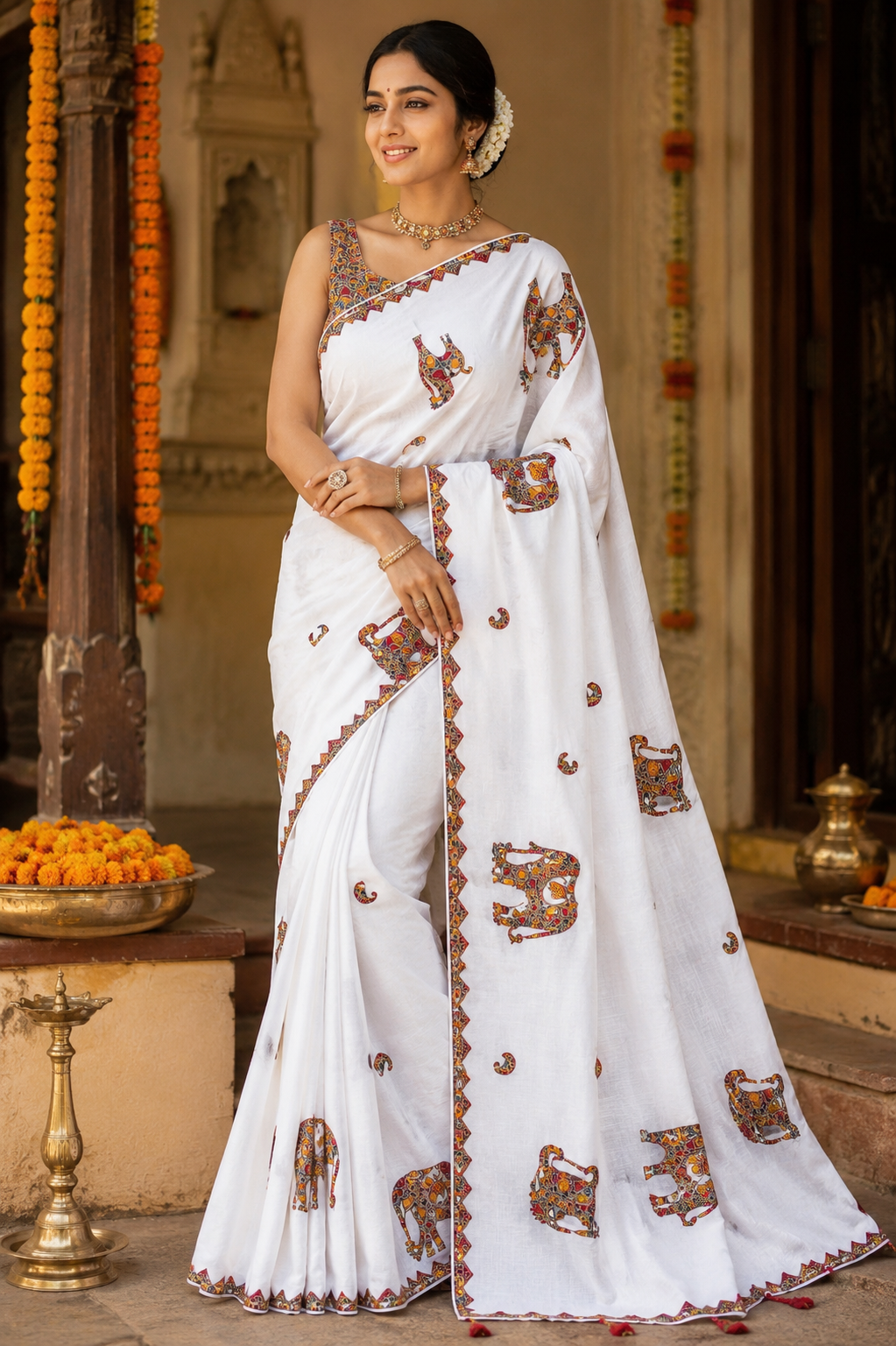 APPLIQUE WORK SAREE