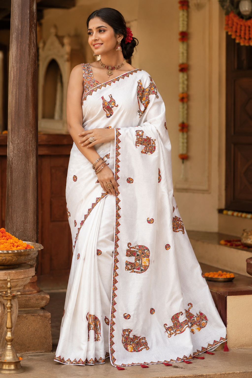 APPLIQUE WORK SAREE