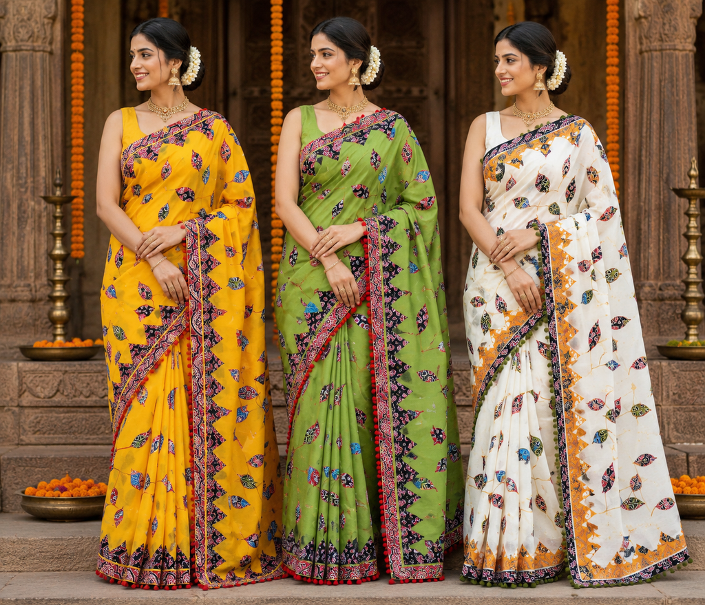 APPLIQUE WORK SAREE