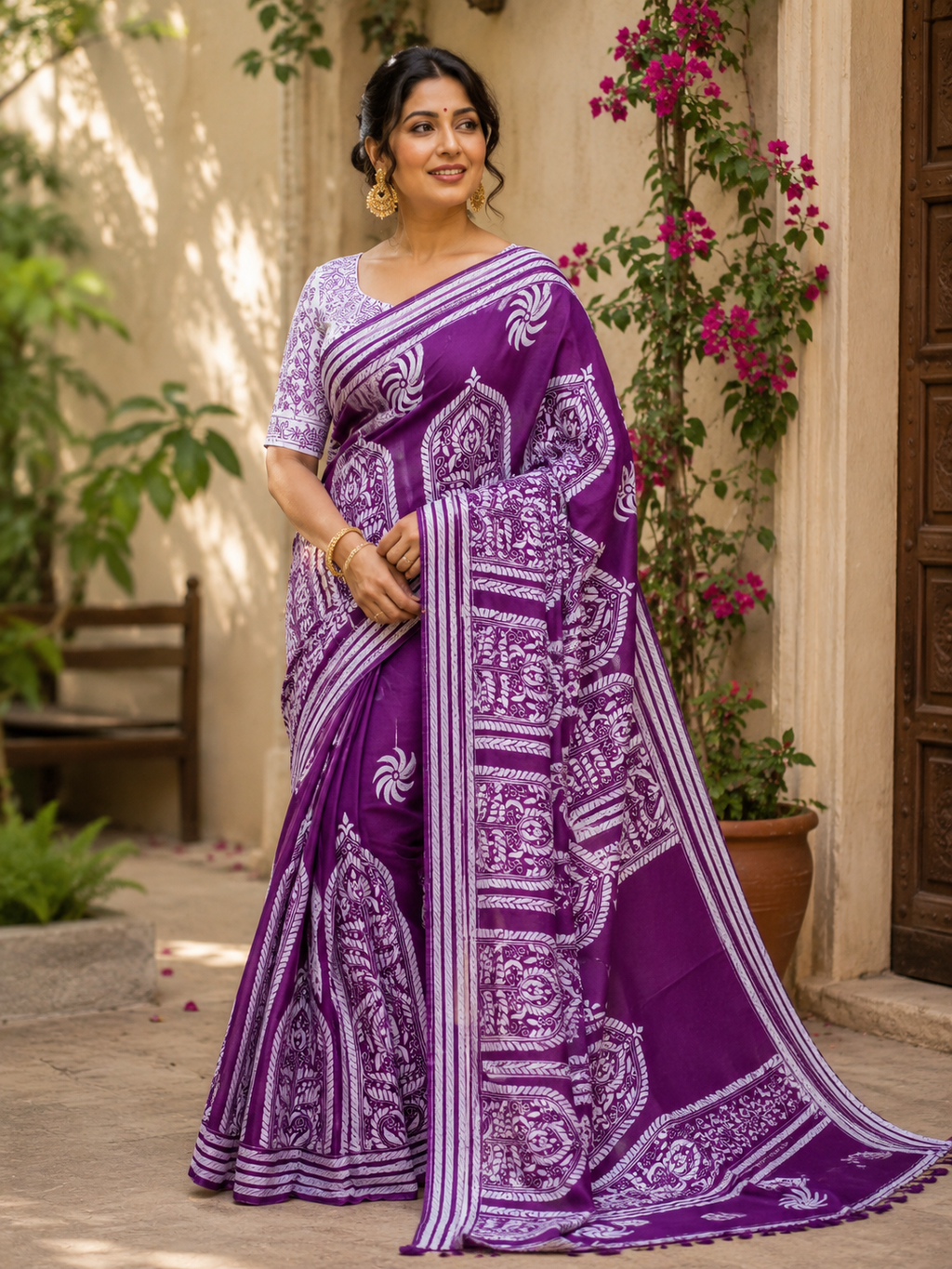 Somnath Bastralaya Women's Pure Katha Work Saree | Premium Traditional Ethnic Wear | Wholesale Saree