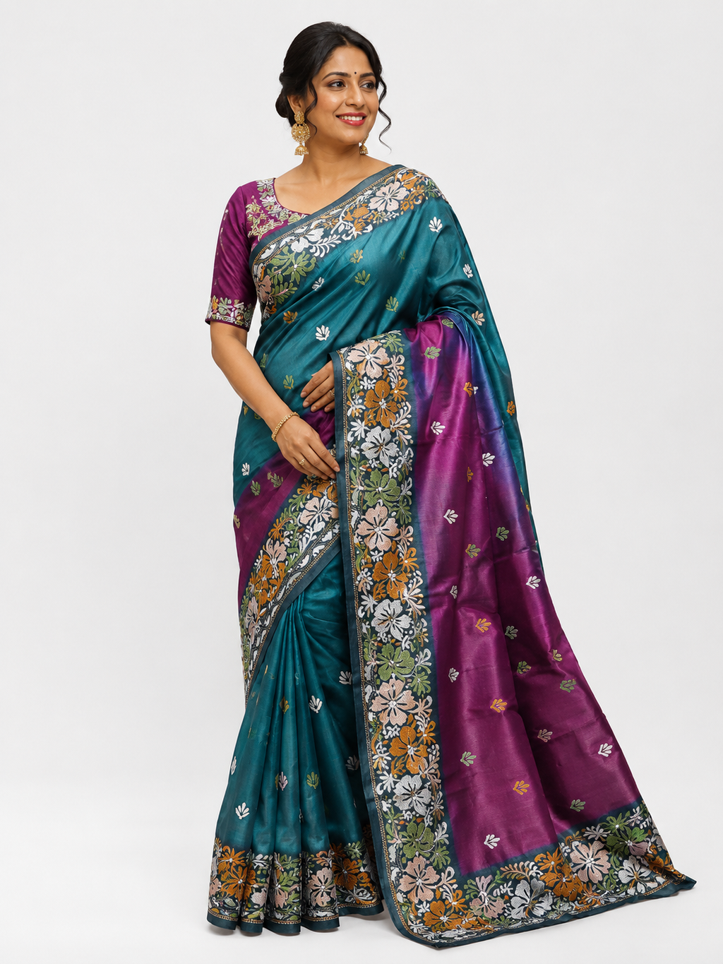 Somnath Bastralaya Women's Pure Katha Work Saree | Premium Traditional Ethnic Wear | Wholesale Saree