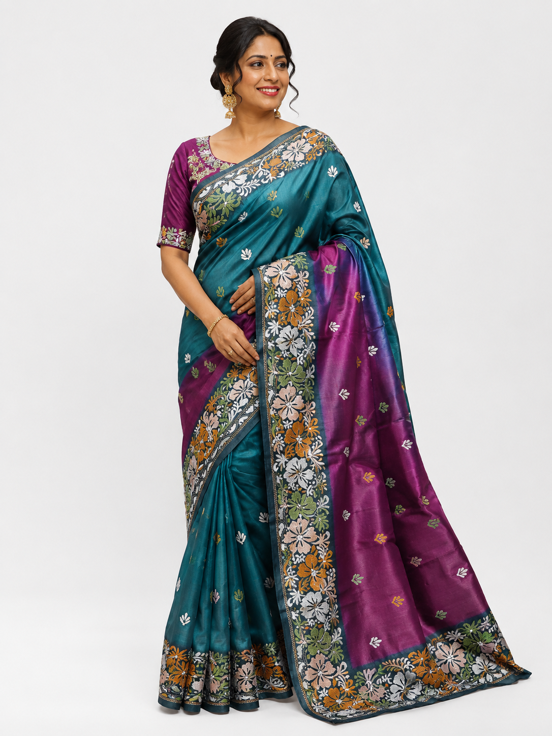 Somnath Bastralaya Women's Pure Katha Work Saree | Premium Traditional Ethnic Wear | Wholesale Saree