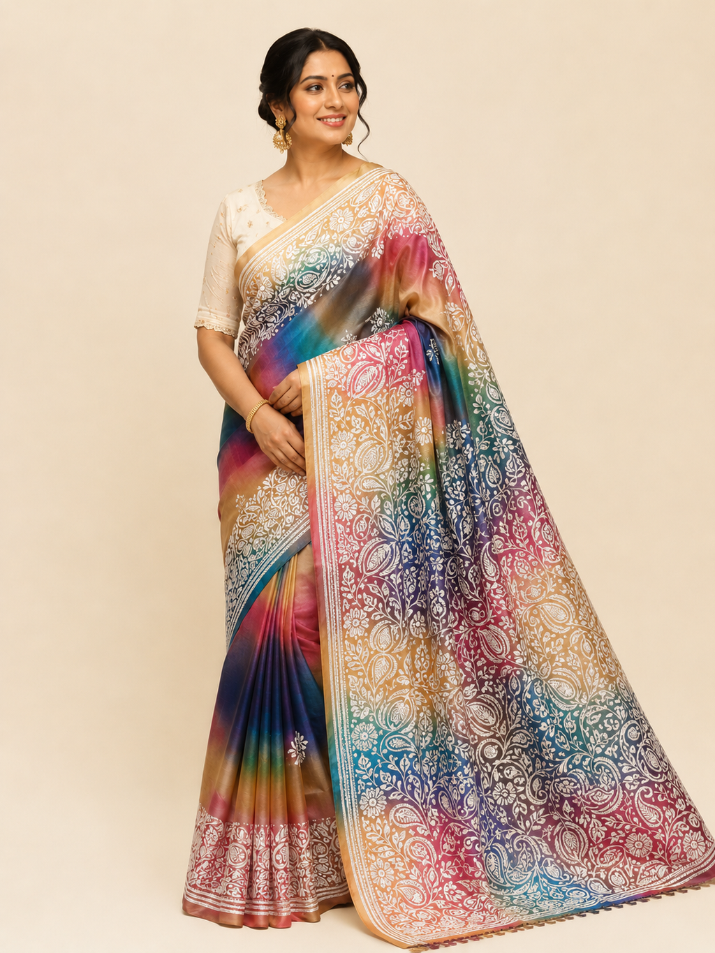 Somnath Bastralaya Women's Pure Katha Work Saree | Premium Traditional Ethnic Wear | Wholesale Saree