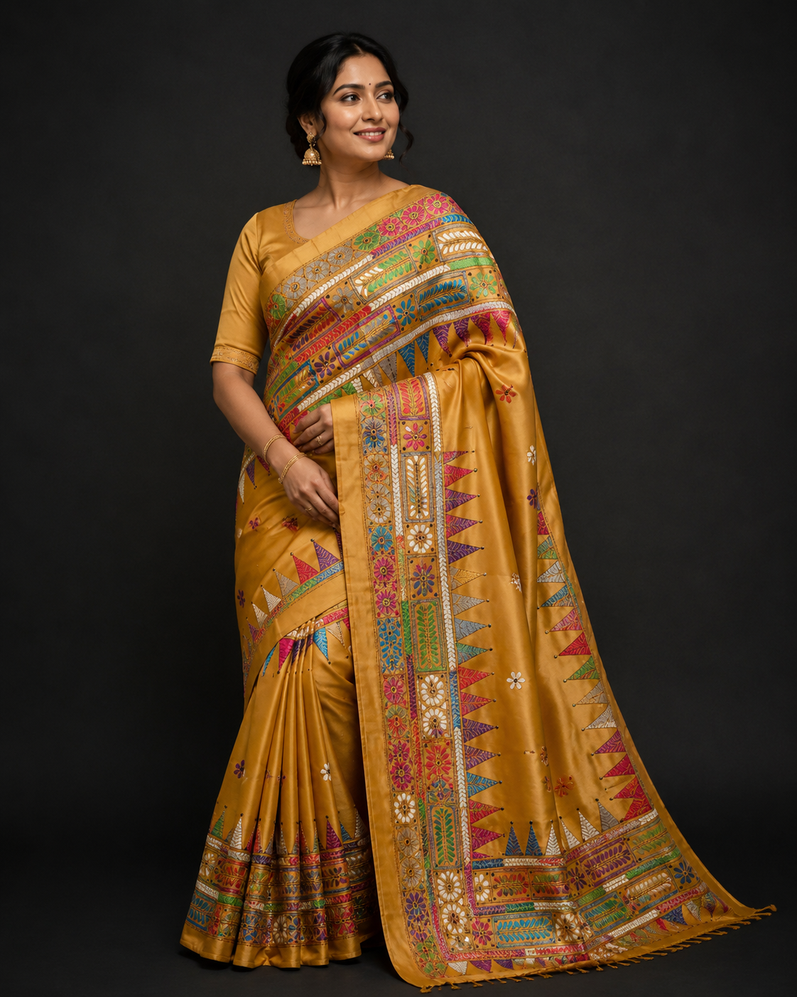 Somnath Bastralaya Women's Pure Katha Work Saree | Premium Traditional Ethnic Wear | Wholesale Saree